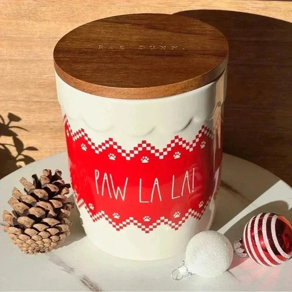 NEW Rae Dunn - PAW LA LA - Canister with Wooden Lid - So Cute! 🐾 - Picture 1 of 15